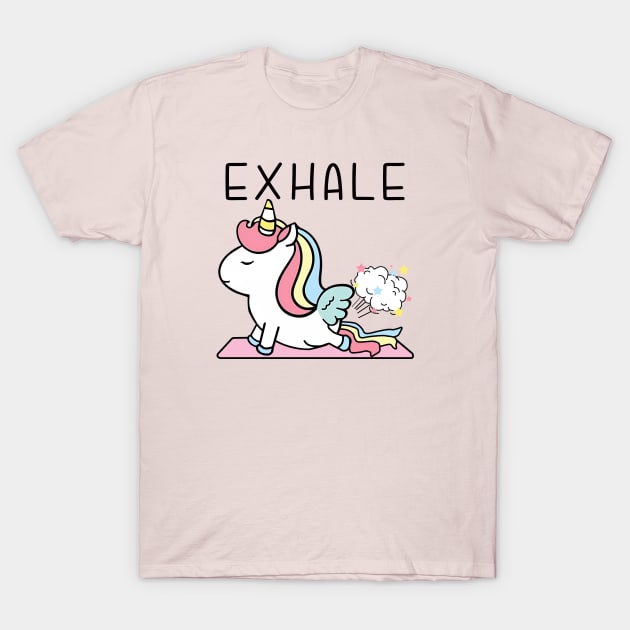 Exhale Unicorn Fart Yoga T-Shirt by MasutaroOracle